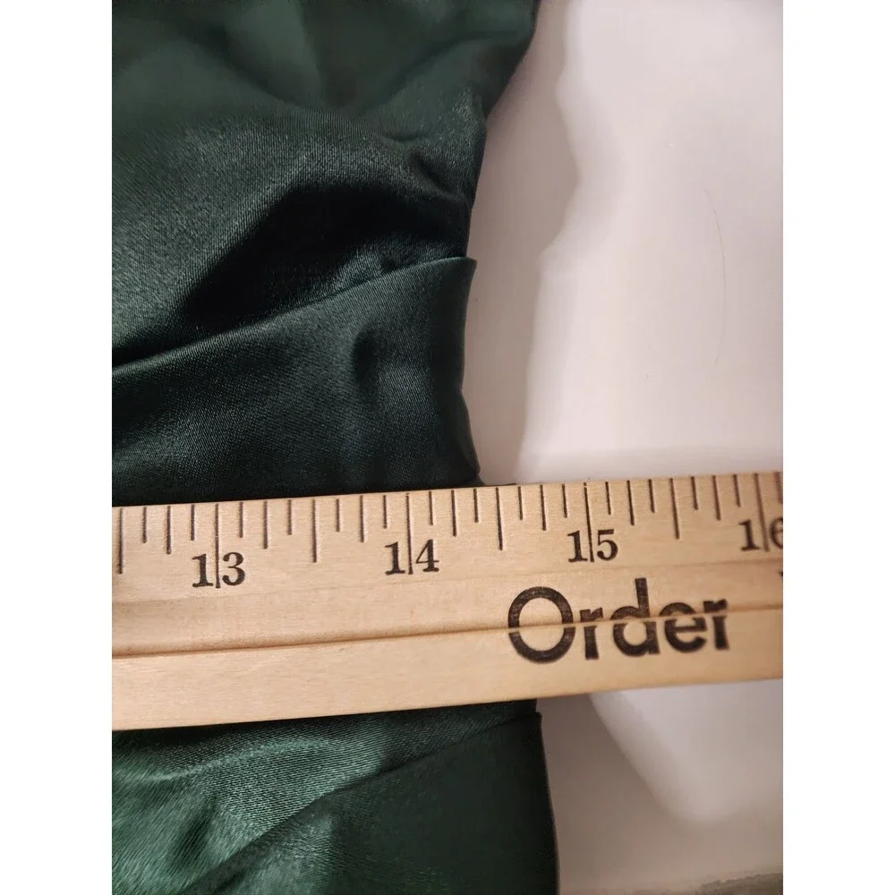 Lulus Red Carpet Romance Maxi Dress Womens Medium Green Satin Square Neck